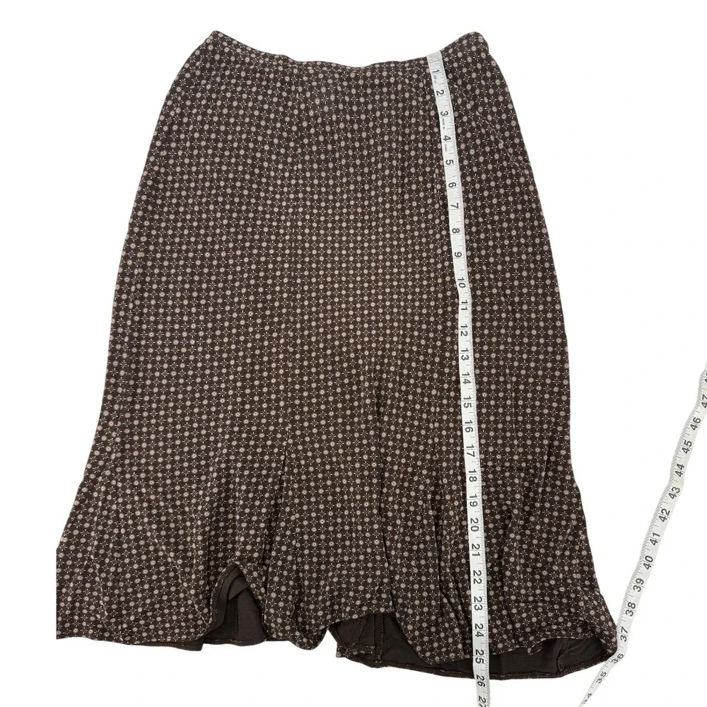 Gap Brown Floral‎ Medallion Midi Skirt XS Elastic Waist Flared Mermaid Hem